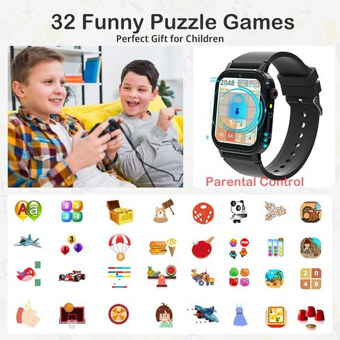 Kids Smart Watches for Boys 4-12 Toys, 32 Puzzle Games, 1.69" HD Touch Screen, Camera, Music & Video Player, Pedometer, Alarm Clock, Calculator, Audiobooks, Birthday Gifts for 5 6 7 Years Old Boys Toy in Saudi Arabia