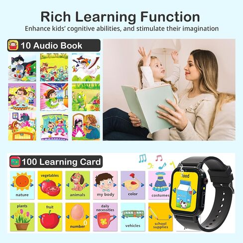 Kids Smart Watches for Boys 4-12 Toys, 32 Puzzle Games, 1.69" HD Touch Screen, Camera, Music & Video Player, Pedometer, Alarm Clock, Calculator, Audiobooks, Birthday Gifts for 5 6 7 Years Old Boys Toy in Saudi Arabia
