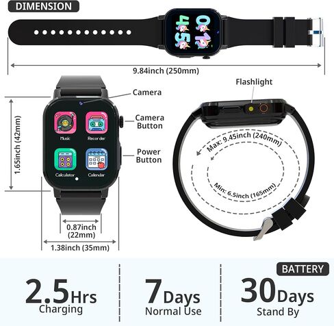 Kids Smart Watches for Boys 4-12 Toys, 32 Puzzle Games, 1.69" HD Touch Screen, Camera, Music & Video Player, Pedometer, Alarm Clock, Calculator, Audiobooks, Birthday Gifts for 5 6 7 Years Old Boys Toy in Saudi Arabia