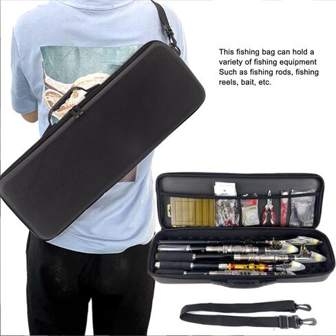 Fishing Rod Case, Large Capacity Multifunctional Waterproof Fishing Rod Bag Built in Shockproof Foam Padding, Fishing Tackle Bag with Detachable Adjustable Shoulder Strap for Travel Gift for Men Dad in Saudi Arabia
