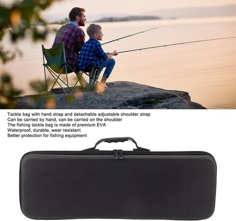 Fishing Rod Case, Large Capacity Multifunctional Waterproof Fishing Rod Bag Built in Shockproof Foam Padding, Fishing Tackle Bag with Detachable Adjustable Shoulder Strap for Travel Gift for Men Dad in Saudi Arabia