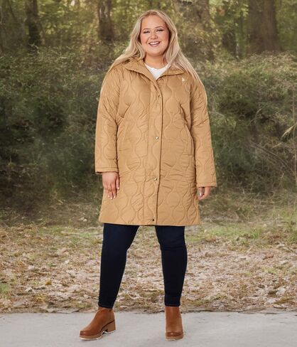 U.S. POLO ASSN. Plus Size Long Hooded Quilted Duster Jacket in Saudi Arabia