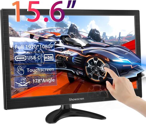 PC Monitor 15.6 Inch Touchscreen Portable Monitor HDR 1920x1080 100% sRGB HDMI/USB-C IPS Desktop Monitor with Speakers, for PC/Laptop/PS4-5/Switch, Multi-Purpose Stand, VESA in Saudi Arabia