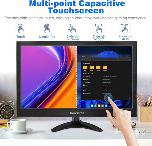 PC Monitor 15.6 Inch Touchscreen Portable Monitor HDR 1920x1080 100% sRGB HDMI/USB-C IPS Desktop Monitor with Speakers, for PC/Laptop/PS4-5/Switch, Multi-Purpose Stand, VESA in Saudi Arabia