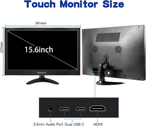 PC Monitor 15.6 Inch Touchscreen Portable Monitor HDR 1920x1080 100% sRGB HDMI/USB-C IPS Desktop Monitor with Speakers, for PC/Laptop/PS4-5/Switch, Multi-Purpose Stand, VESA in Saudi Arabia
