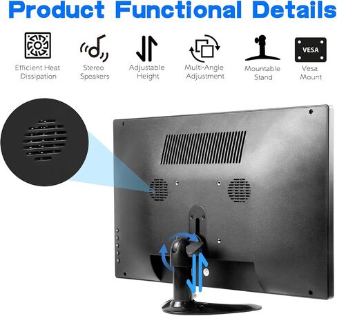 PC Monitor 15.6 Inch Touchscreen Portable Monitor HDR 1920x1080 100% sRGB HDMI/USB-C IPS Desktop Monitor with Speakers, for PC/Laptop/PS4-5/Switch, Multi-Purpose Stand, VESA in Saudi Arabia