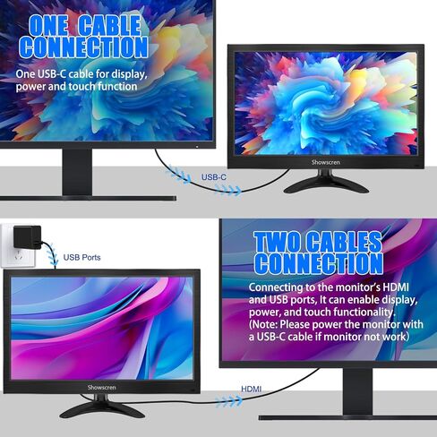 PC Monitor 15.6 Inch Touchscreen Portable Monitor HDR 1920x1080 100% sRGB HDMI/USB-C IPS Desktop Monitor with Speakers, for PC/Laptop/PS4-5/Switch, Multi-Purpose Stand, VESA in Saudi Arabia