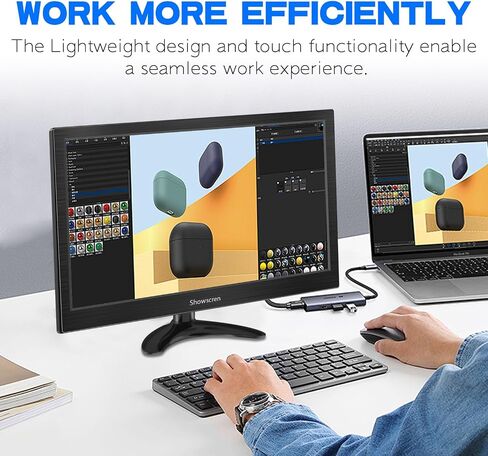 PC Monitor 15.6 Inch Touchscreen Portable Monitor HDR 1920x1080 100% sRGB HDMI/USB-C IPS Desktop Monitor with Speakers, for PC/Laptop/PS4-5/Switch, Multi-Purpose Stand, VESA in Saudi Arabia