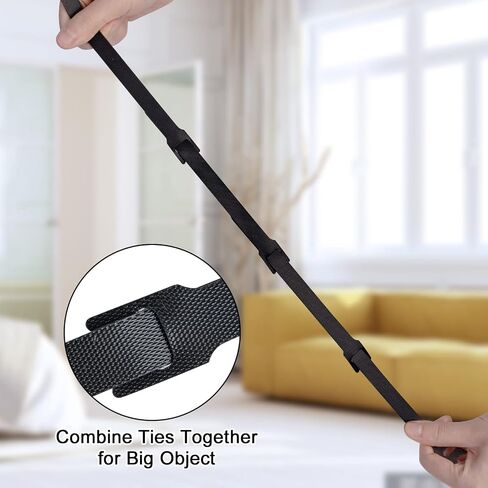 Attmu 50 PCS Reusable Fastening Cable Ties, Microfiber Cloth 6-Inch Hook and Loop Cord Ties, Black in Saudi Arabia