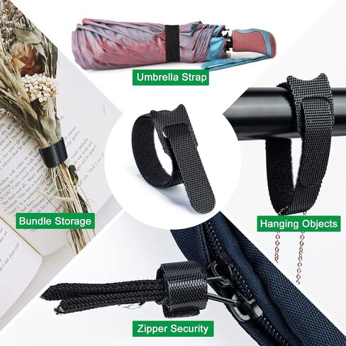 Attmu 50 PCS Reusable Fastening Cable Ties, Microfiber Cloth 6-Inch Hook and Loop Cord Ties, Black in Saudi Arabia