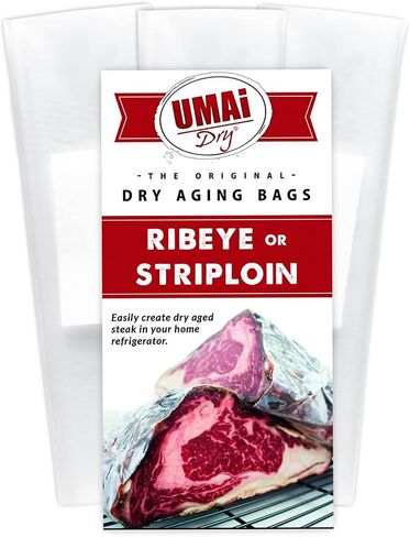 UMAi Dry Aging Bag for Steaks - Pack of 3 I Dry Age Bags for Meat, Ribeye & Striploin Steak up to 12-18lbs, Home Steak Ager Refrigerator Bags, NO Vacuum Sealer Required, Tender Aged Beef in 28-45 Days in Saudi Arabia