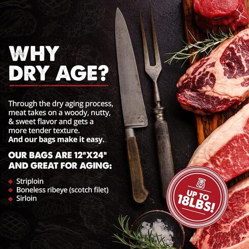 UMAi Dry Aging Bag for Steaks - Pack of 3 I Dry Age Bags for Meat, Ribeye & Striploin Steak up to 12-18lbs, Home Steak Ager Refrigerator Bags, NO Vacuum Sealer Required, Tender Aged Beef in 28-45 Days in Saudi Arabia