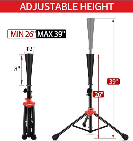 Zdgao Baseball Batting tee for Adults and Youth Teens, Adjustable Height 27 to 46 inches for Hitting Training Practice, with Carrying Bag in Kuwait