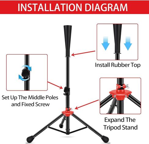 Zdgao Baseball Batting tee for Adults and Youth Teens, Adjustable Height 27 to 46 inches for Hitting Training Practice, with Carrying Bag in Kuwait