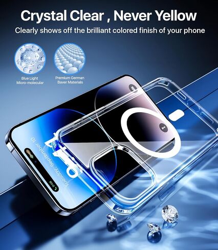 حافظة هاتف iPhone 15 Pro Max مغناطيسية قوية، [متوافقة مع MagSafe] [تم اختبار السقوط من الدرجة العسكرية] غطاء حماية نحيف وشفاف غير لامع مقاوم للصدمات لهاتف iPhone 15 Pro Max، أسود in Saudi Arabia