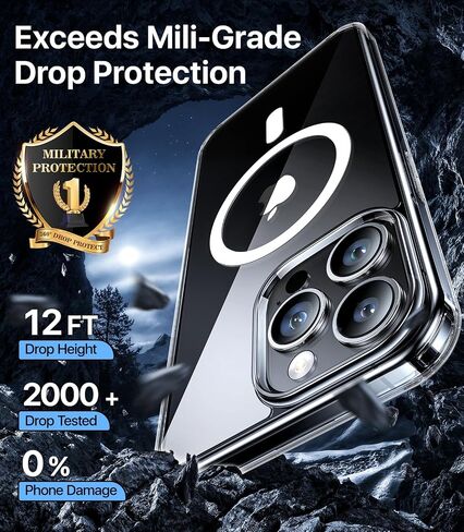 حافظة هاتف iPhone 15 Pro Max مغناطيسية قوية، [متوافقة مع MagSafe] [تم اختبار السقوط من الدرجة العسكرية] غطاء حماية نحيف وشفاف غير لامع مقاوم للصدمات لهاتف iPhone 15 Pro Max، أسود in Saudi Arabia