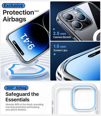 حافظة هاتف iPhone 15 Pro Max مغناطيسية قوية، [متوافقة مع MagSafe] [تم اختبار السقوط من الدرجة العسكرية] غطاء حماية نحيف وشفاف غير لامع مقاوم للصدمات لهاتف iPhone 15 Pro Max، أسود in Saudi Arabia