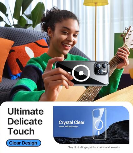 حافظة هاتف iPhone 15 Pro Max مغناطيسية قوية، [متوافقة مع MagSafe] [تم اختبار السقوط من الدرجة العسكرية] غطاء حماية نحيف وشفاف غير لامع مقاوم للصدمات لهاتف iPhone 15 Pro Max، أسود in Saudi Arabia