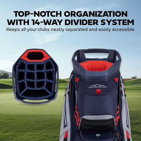 Sun Mountain C-130 14 Way Golf Bag with Full-Length Dividers and 11 Pockets for Ultimate Convenience - Lightweight Golf Cart Bag with Cart Strap Pass-Through Ideal for Golf Carts - Sand Camo in Kuwait