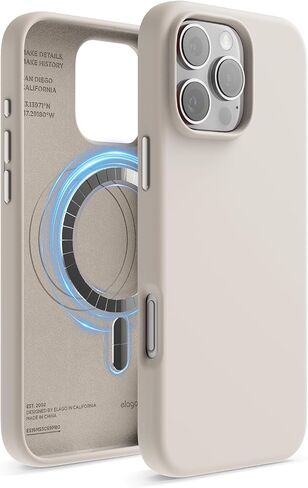 elago Magnetic Silicone Case Compatible with iPhone 16 Pro Max Case 6.9 Inch Compatible with All MagSafe Accessories - Built-in Magnets, Soft Grip Silicone, Shockproof [Stone] in Saudi Arabia