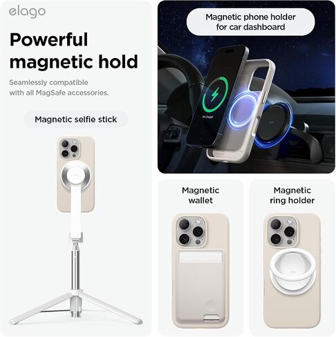 elago Magnetic Silicone Case Compatible with iPhone 16 Pro Max Case 6.9 Inch Compatible with All MagSafe Accessories - Built-in Magnets, Soft Grip Silicone, Shockproof [Stone] in Saudi Arabia