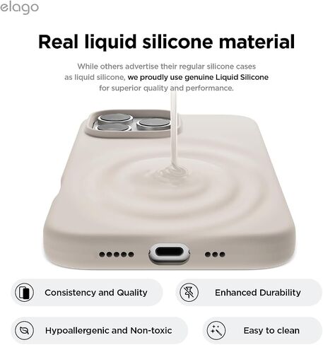 elago Magnetic Silicone Case Compatible with iPhone 16 Pro Max Case 6.9 Inch Compatible with All MagSafe Accessories - Built-in Magnets, Soft Grip Silicone, Shockproof [Stone] in Saudi Arabia