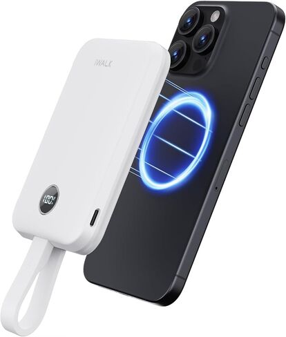 iWALK Magnetic Portable Charger 10000mAh: Qi2 Certified 15W Wireless Power Bank 30W Fast Charging with USB-C Cable, Battery Pack with LED Display for iPhone 16/15/14/13/12 Series, Samsung Galaxy S24 in Kuwait