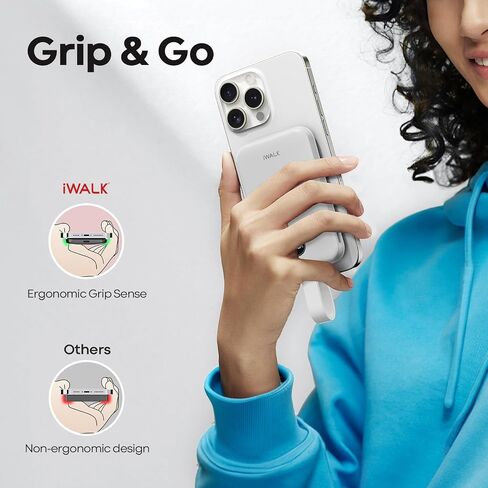 iWALK Magnetic Portable Charger 10000mAh: Qi2 Certified 15W Wireless Power Bank 30W Fast Charging with USB-C Cable, Battery Pack with LED Display for iPhone 16/15/14/13/12 Series, Samsung Galaxy S24 in Kuwait