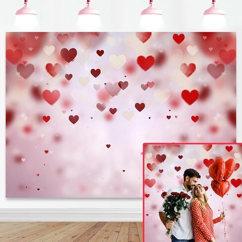 Mocsicka Valentine's Day Backdrop 7x5ft Red Heart Decoration Photography Backdrops Photo Background for Galentine's Day Photo Props Video Photography Backdrops Props in Saudi Arabia