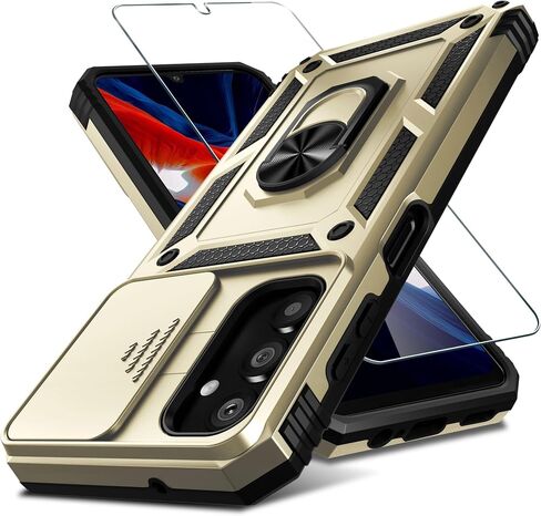 Janmitta Compatible with Samsung Galaxy A14 5G Case with Screen Protector+Camera Lens Protector,Heavy Duty Full Body Phone Cover Built in Ring Holder Kickstand,2023 Black Matte in Kuwait