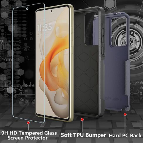 Case for Motorola Moto G Stylus 5G 2024 Case with Tempered Glass Screen Protector, Hard PC Back Cover Soft TPU Edge Bumper Design Phone Case for Women Men Girl Boy (Clear) in Saudi Arabia