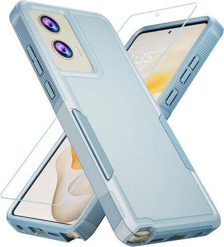 Case for Motorola Moto G Stylus 5G 2024 Case with Tempered Glass Screen Protector, Hard PC Back Cover Soft TPU Edge Bumper Design Phone Case for Women Men Girl Boy (Clear) in Saudi Arabia