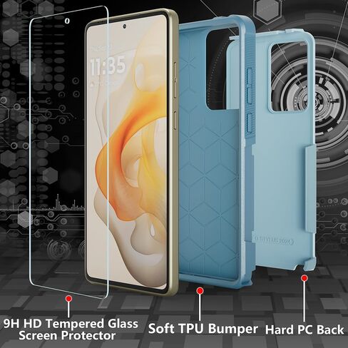 Case for Motorola Moto G Stylus 5G 2024 Case with Tempered Glass Screen Protector, Hard PC Back Cover Soft TPU Edge Bumper Design Phone Case for Women Men Girl Boy (Clear) in Saudi Arabia
