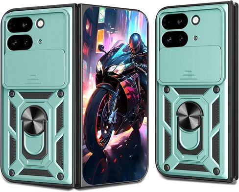 حافظة Ysnzaq Armor لهاتف Google Pixel 9 Pro Fold 5G، حافظة هاتف واقية متينة مقاومة للصدمات من الدرجة العسكرية مع مسند وغطاء عدسة كاميرا منزلق لهاتف Google Pixel 9 Pro Fold SJ أسود in Kuwait