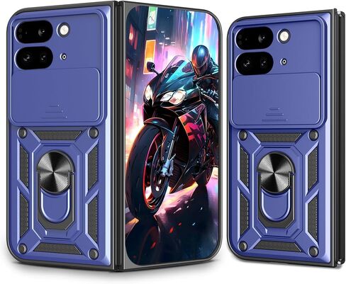 حافظة Ysnzaq Armor لهاتف Google Pixel 9 Pro Fold 5G، حافظة هاتف واقية متينة مقاومة للصدمات من الدرجة العسكرية مع مسند وغطاء عدسة كاميرا منزلق لهاتف Google Pixel 9 Pro Fold SJ أسود in Kuwait