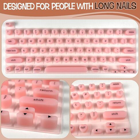 Silicone Keyboard Cover for Long Nail People, Perfectly Compatible with MacBook Pro 13" 2020-2023, Heart-Shaped Raised Keyboard Protective Cover for Nail Art (Pink) in Saudi Arabia