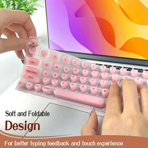 Silicone Keyboard Cover for Long Nail People, Perfectly Compatible with MacBook Pro 13" 2020-2023, Heart-Shaped Raised Keyboard Protective Cover for Nail Art (Pink) in Saudi Arabia