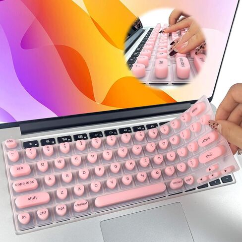 Silicone Keyboard Cover for Long Nail People, Perfectly Compatible with MacBook Pro 13" 2020-2023, Heart-Shaped Raised Keyboard Protective Cover for Nail Art (Pink) in Saudi Arabia