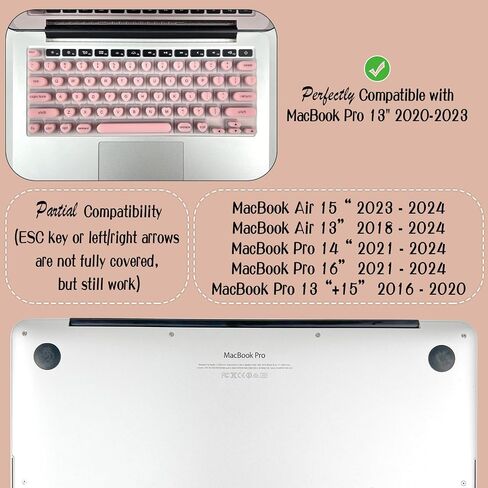 Silicone Keyboard Cover for Long Nail People, Perfectly Compatible with MacBook Pro 13" 2020-2023, Heart-Shaped Raised Keyboard Protective Cover for Nail Art (Pink) in Saudi Arabia