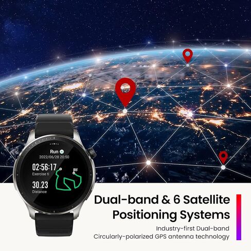 ساعة ذكية Amazfit GTR 4 للرجال Android iPhone، نظام تحديد المواقع العالمي Alexa ثنائي النطاق، مكالمة بلوتوث، 150+ وضع رياضي، عمر البطارية 14 يومًا، مراقب معدل ضربات القلب للأكسجين في الدم، شاشة AMOLED 1.43 بوصة، أسود (متجدد) in Saudi Arabia