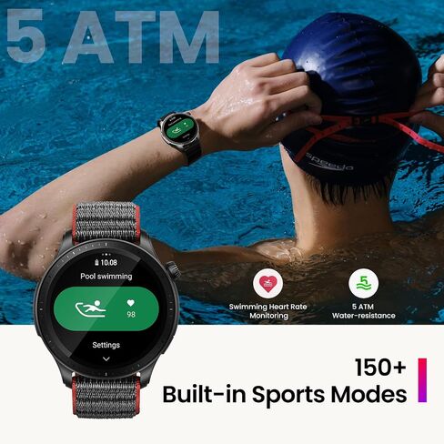 ساعة ذكية Amazfit GTR 4 للرجال Android iPhone، نظام تحديد المواقع العالمي Alexa ثنائي النطاق، مكالمة بلوتوث، 150+ وضع رياضي، عمر البطارية 14 يومًا، مراقب معدل ضربات القلب للأكسجين في الدم، شاشة AMOLED 1.43 بوصة، أسود (متجدد) in Saudi Arabia
