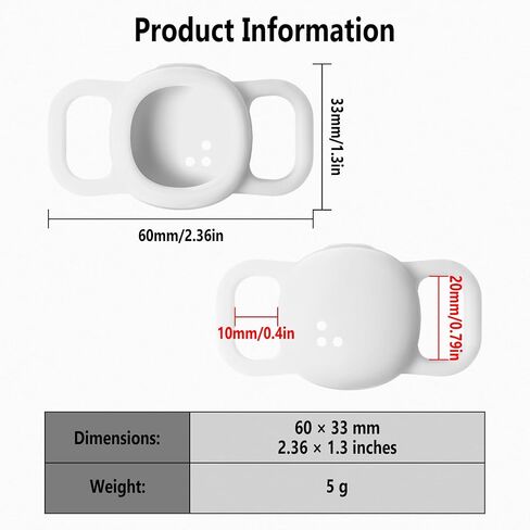 Geiomoo Silicone Case for Tile Sticker (2024) Tracker, Finder Tag Protective Cover for Pet Collar (White) in Saudi Arabia