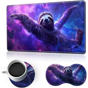 3-in-1 Desk Mat Set - Extended Desk Mat,Ergonomic Mouse Wrist Rest with Memory Foam,Mouse Pad,Non-Slip Coaster,Large Desk Mat for Home Office,Gaming Desk Mat,Butterfly Text