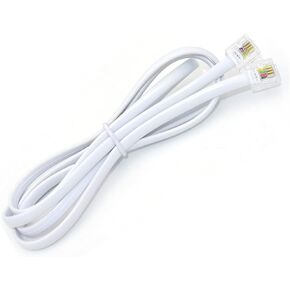 Telephone Extension Cable, 5ft/1.5m Phone Modem Cable with Wire RJ11 Male to RJ11 Male 6P4C Modular Plug for Landline, Telephone, Fax Machine (White)