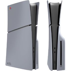 PEYANZ Faceplate for PS5 Slim (Disc Edition), Cover Plate, ABS Shell, Printed Logo, Matt Skin, with Extra 2 Controller Silicone Covers (Grey)