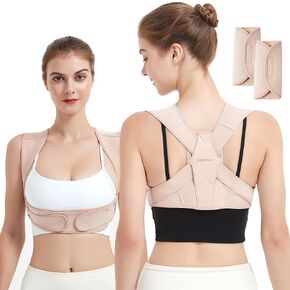 Posture Corrector for Women and Men, Adjustable Upper Back Brace for Posture Hunchback Support and Providing Pain Relief from Neck, Shoulder, and Upper Back (Black, Large/X-Large)