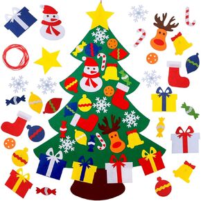 YEAHBEER Felt Christmas Tree for Kids,3.2FT DIY Christmas Tree with 30 Detachable Christmas Ornaments,Xmas Gifts, Hanging Decorations