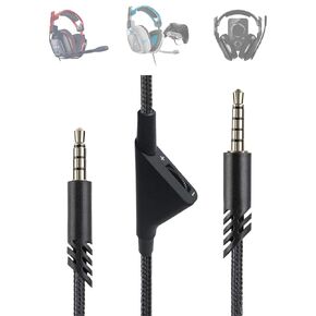 Replacement Audio Cable for Astro A40/A40TR/A10 Gaming Headsets, 2.0 M, 6.5 Ft, Volume/Mute, Compatible with Xbox One, PC, PS4 (Black)