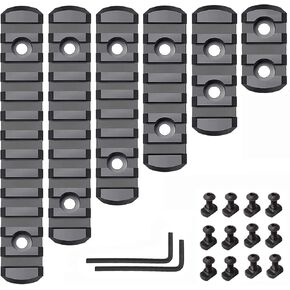 Picatinny Rail Set 3,5,7,9,11,13-Slot for Mlok, Polymer Rails Section Plus Offset Mount with T-Nuts & Screws & Allen Wrench