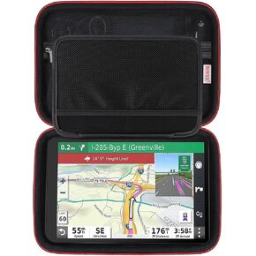 BOVKE Hard Carrying GPS Case for 10-inch Garmin dezl OTR1000 / Garmin dezl OTR1010 / Garmin RV 1090 GPS Navigator System, Mesh Pocket for Car Charger, USB Cables, Black
